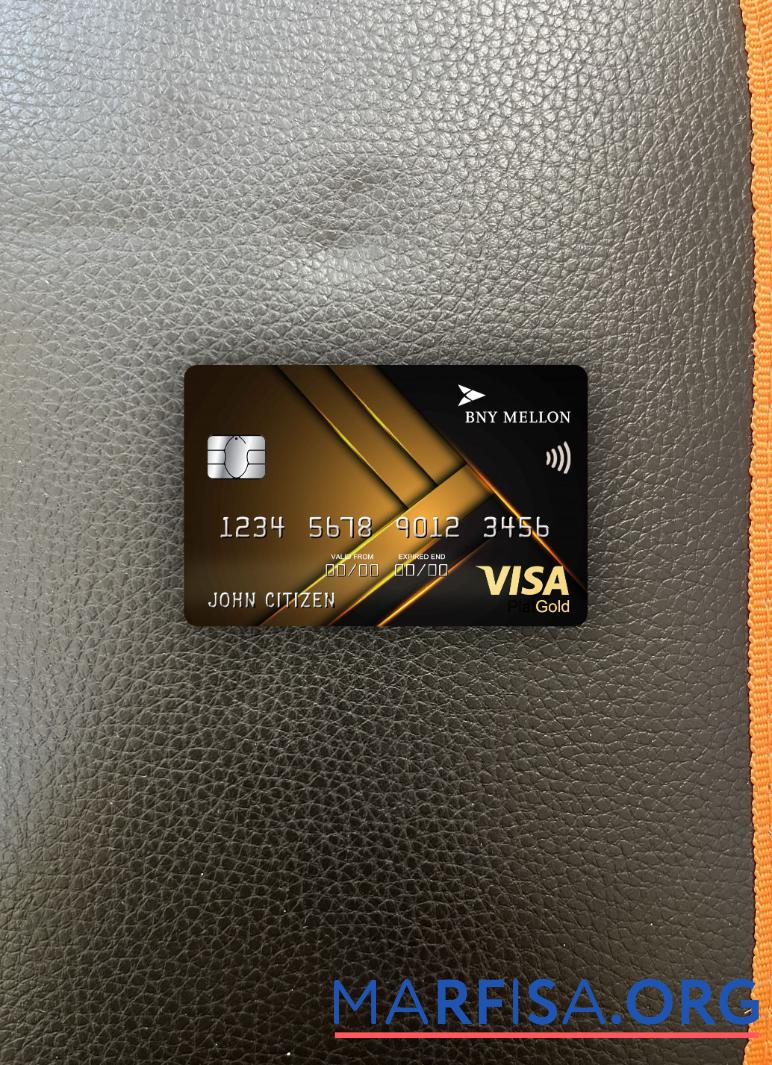 Blank USA Bank of New York Mellon visa gold card photolook front example